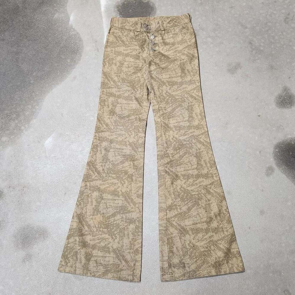 Tornado Mart Woodchip Pattern Button Fly Flare Pants Size S